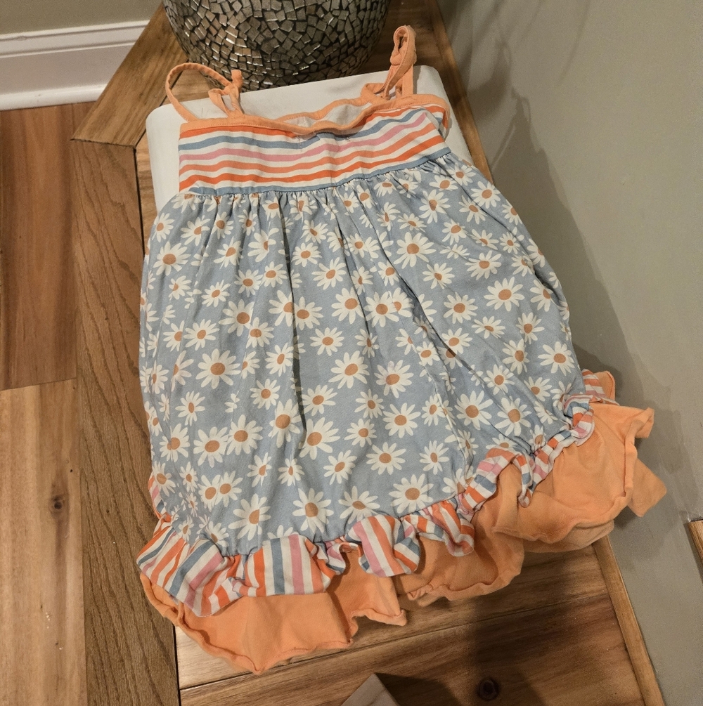 Cheeky Plum Daisy Dress with Orange and Blue